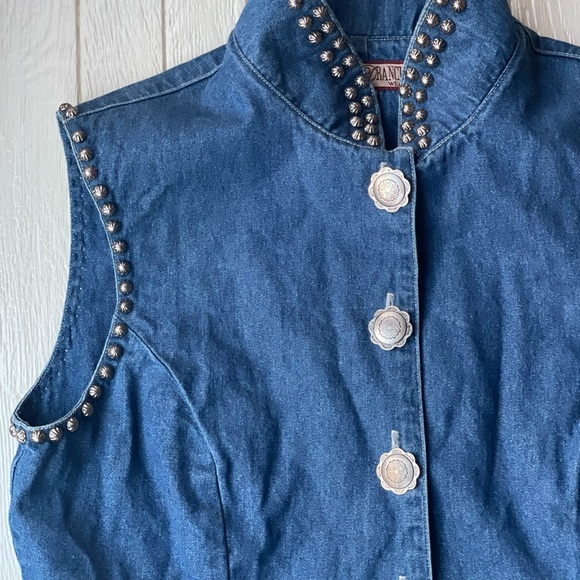 Double D Ranch Jackets & Blazers - Cowgirl Double D Ranch Denim Vest Med Vintage Gilet Star Studs Western Concho